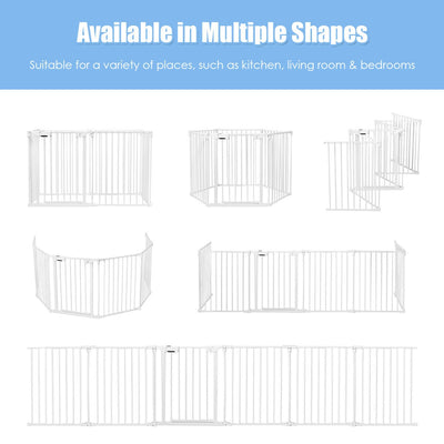 6-Panel Wall-mount Adjustable Baby Safe Metal Fence Barrier in White