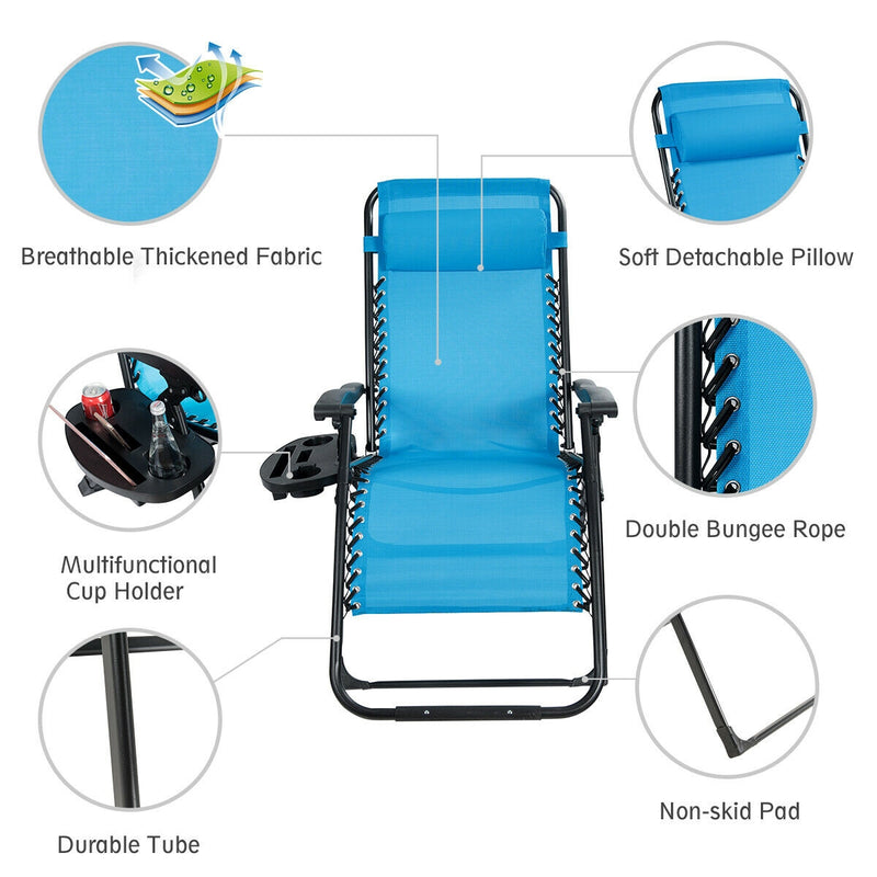 Oversize Lounge Chair with Cup Holder of Heavy Duty for outdoor-Blue