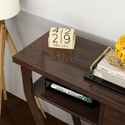 Modern Sofa Accent Table with Drawer-Brown