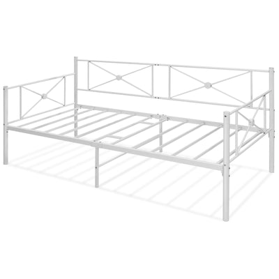 Metal Daybed Frame Twin Size with Slats-White