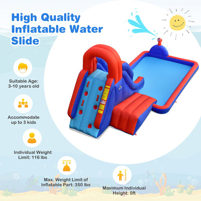 5-in-1 Inflatable Water Slide with Climbing Wall