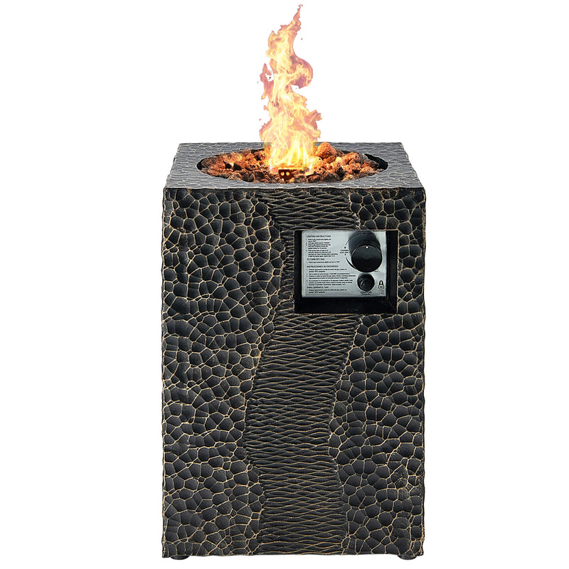 Square Outdoor Propane Fire Pit with Lava Rocks Waterproof Cover 30000 BTU