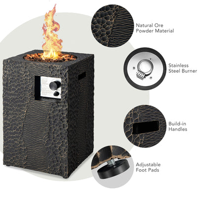 Square Outdoor Propane Fire Pit with Lava Rocks Waterproof Cover 30000 BTU