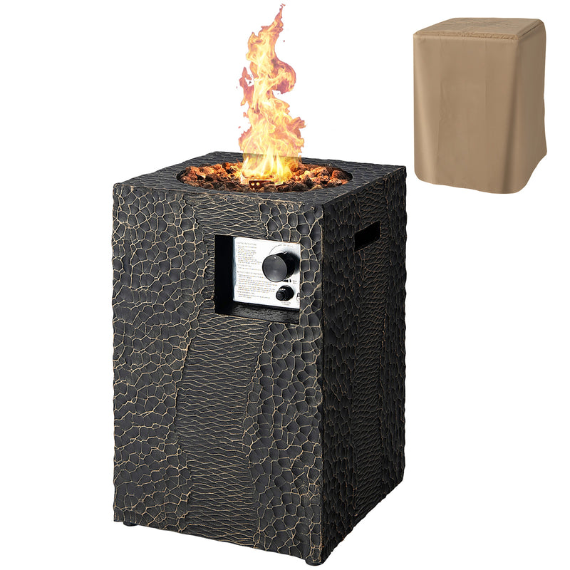 Square Outdoor Propane Fire Pit with Lava Rocks Waterproof Cover 30000 BTU