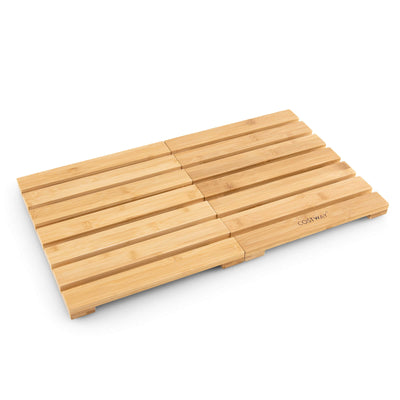 Bamboo Bath Mat with Non-slip Pads and Slatted Design-Natural