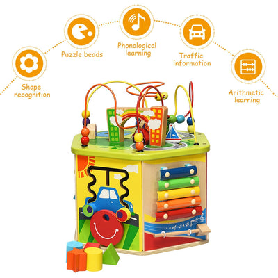 7-in-1 Wooden Activity Cube Toy