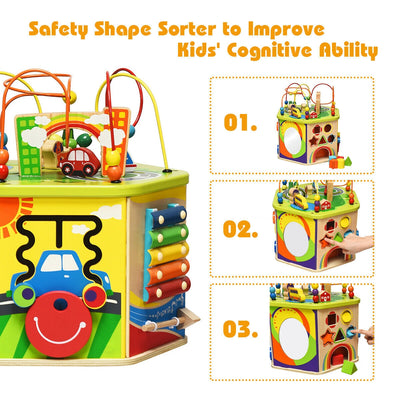 7-in-1 Wooden Activity Cube Toy