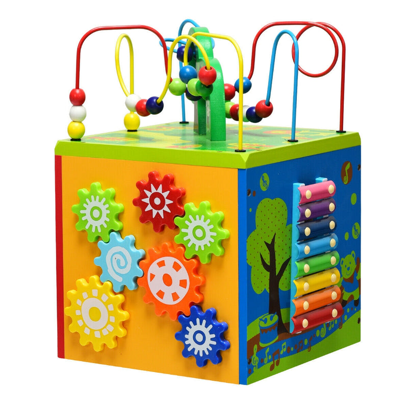 5-in-1 Wooden Activity Cube Toy