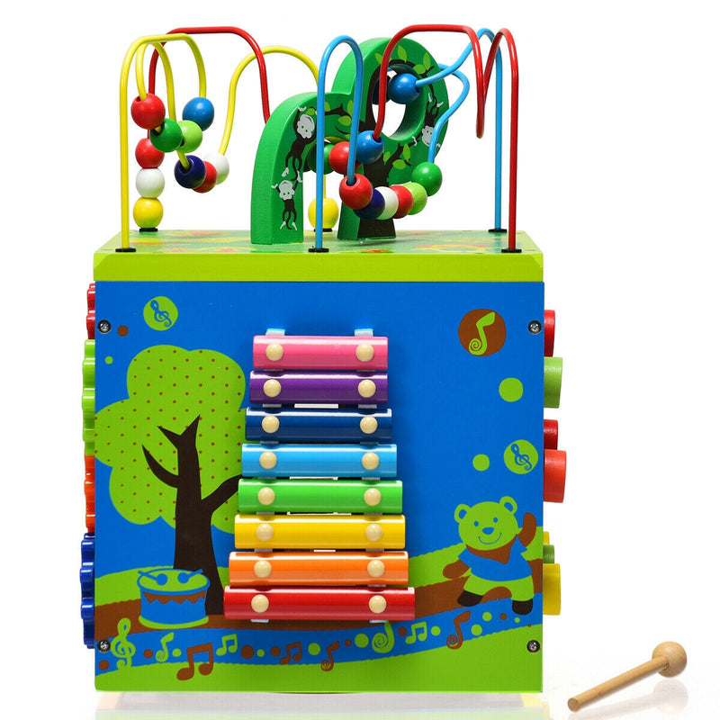 5-in-1 Wooden Activity Cube Toy