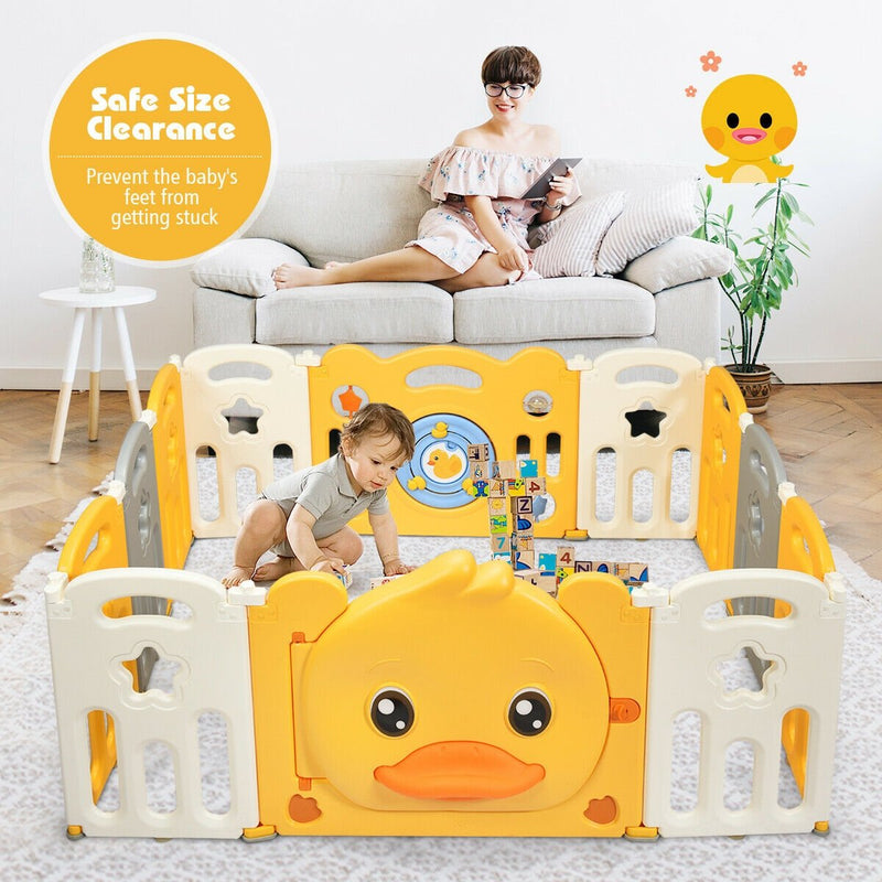 12-Panel Foldable Baby Playpen with Sound-12-Piece