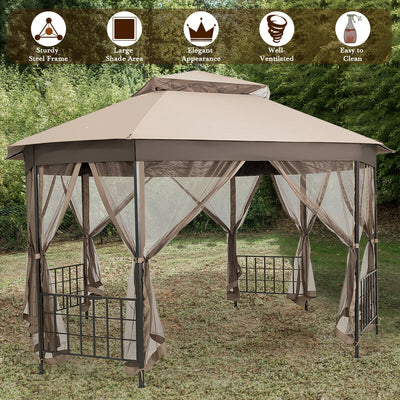 10’x 12’ Octagonal Patio Gazebo-Brown