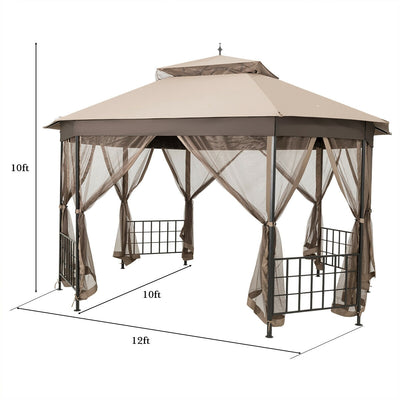 10’x 12’ Octagonal Patio Gazebo-Brown