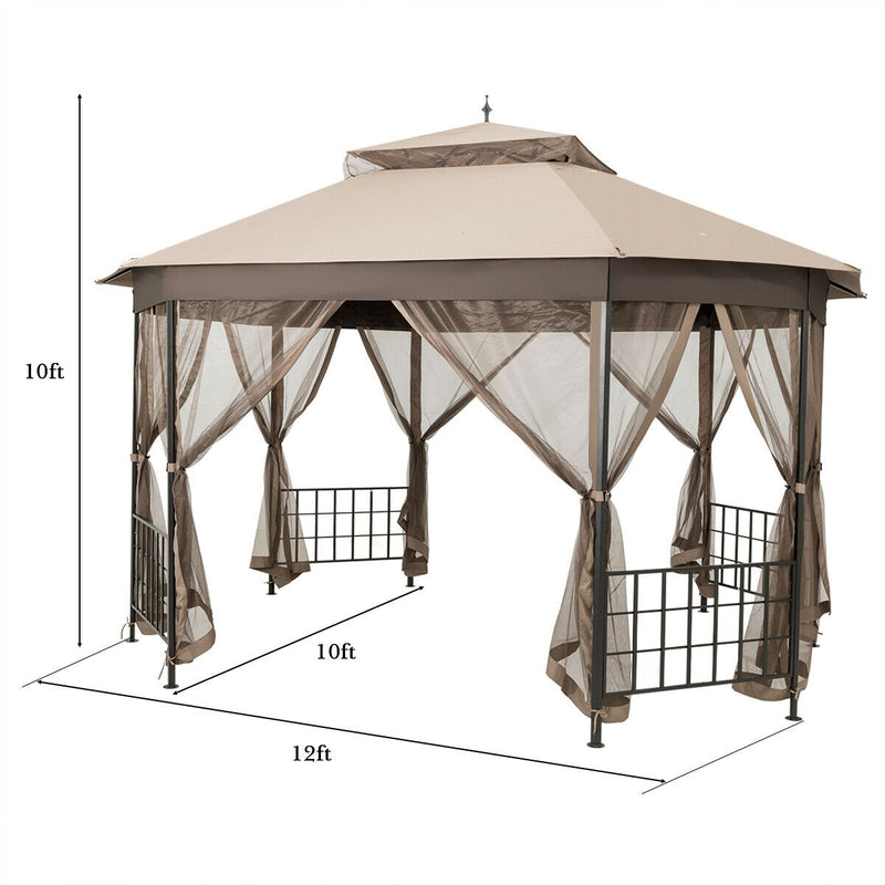 10’x 12’ Octagonal Patio Gazebo-Brown