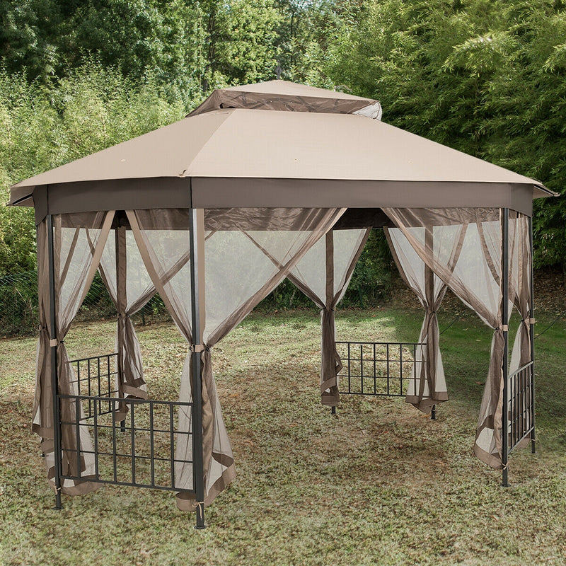 10’x 12’ Octagonal Patio Gazebo-Brown