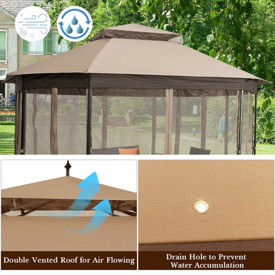 10’x 12’ Octagonal Patio Gazebo-Brown