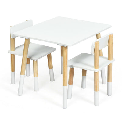 Kids Wooden Table and 2 Chairs Set-White