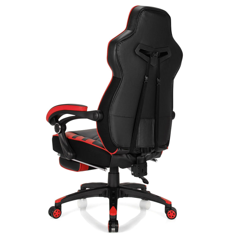 Adjustable Gaming Chair with Footrest for Home Office-Red