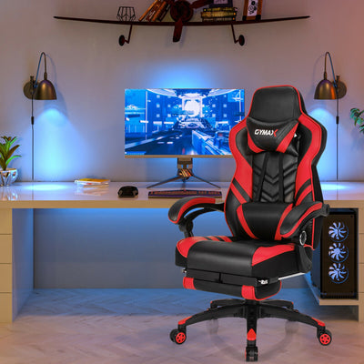 Adjustable Gaming Chair with Footrest for Home Office-Red