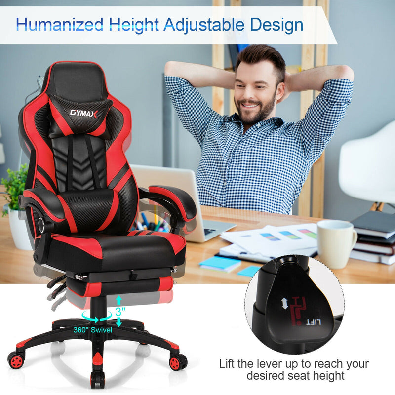 Adjustable Gaming Chair with Footrest for Home Office-Red