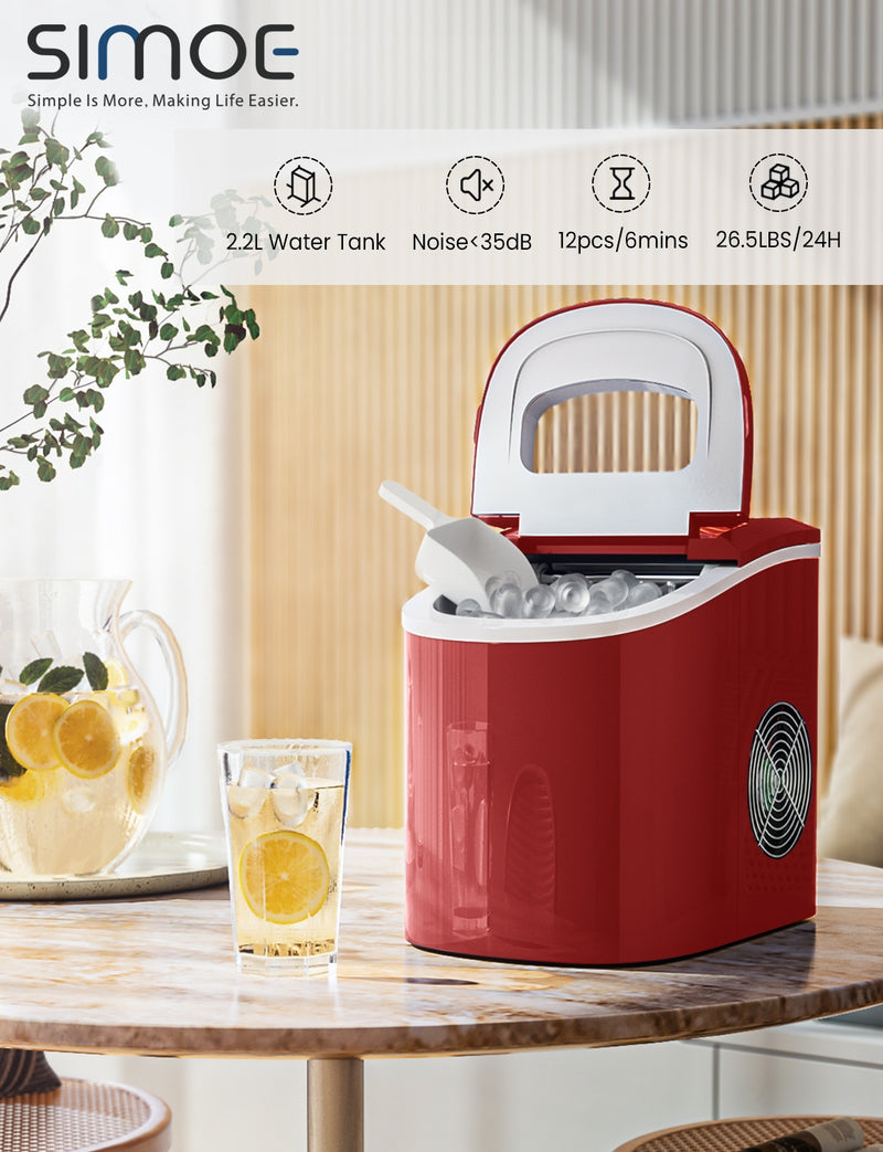 Mini Portable Compact Electric Ice Maker Machine-Red