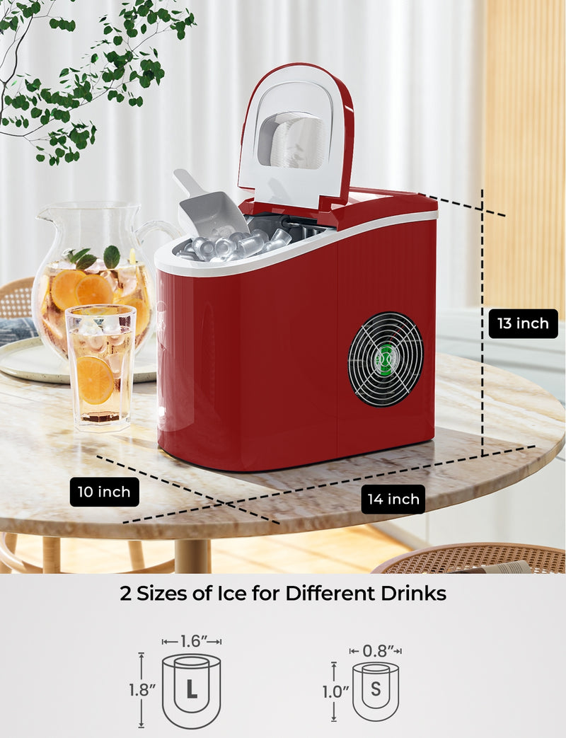 Mini Portable Compact Electric Ice Maker Machine-Red