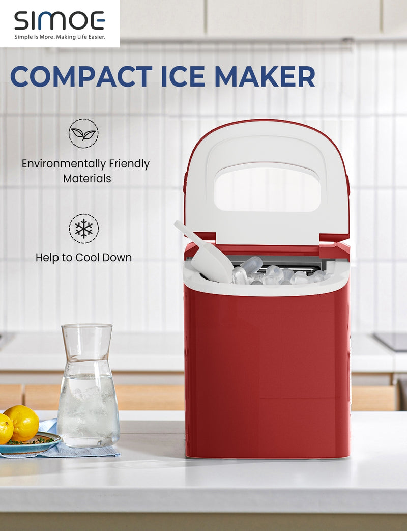 Mini Portable Compact Electric Ice Maker Machine-Red