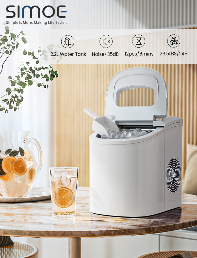 Mini Portable Compact Electric Ice Maker Machine-White