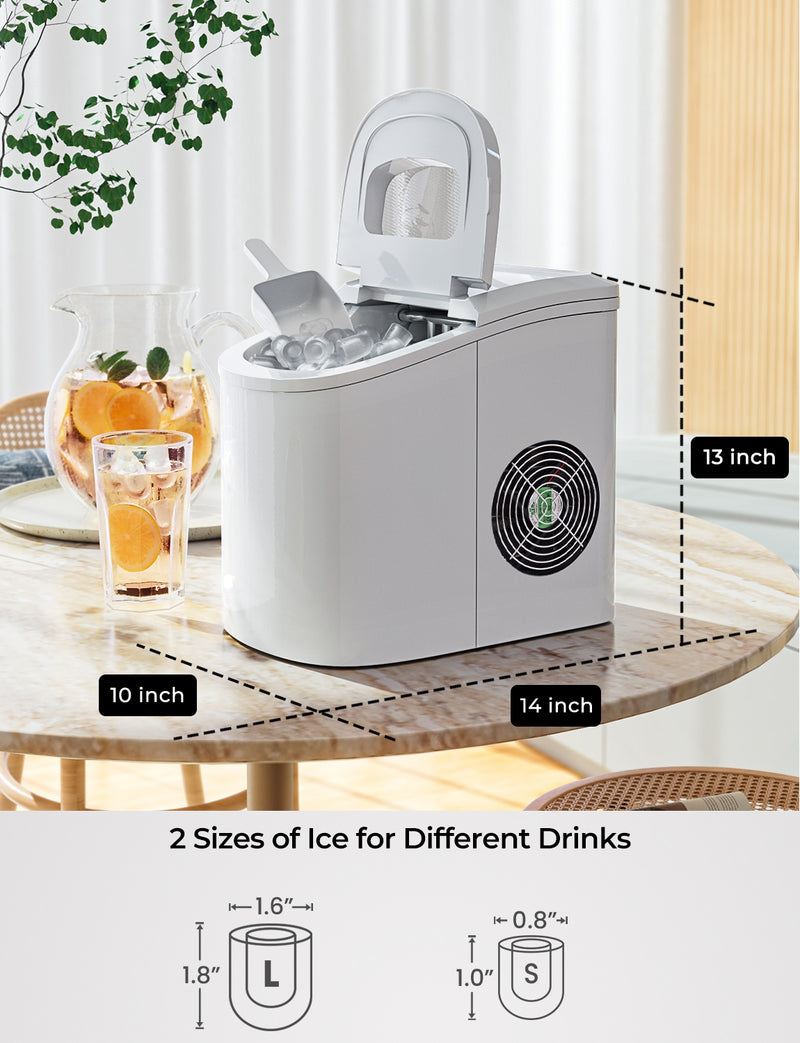 Mini Portable Compact Electric Ice Maker Machine-White