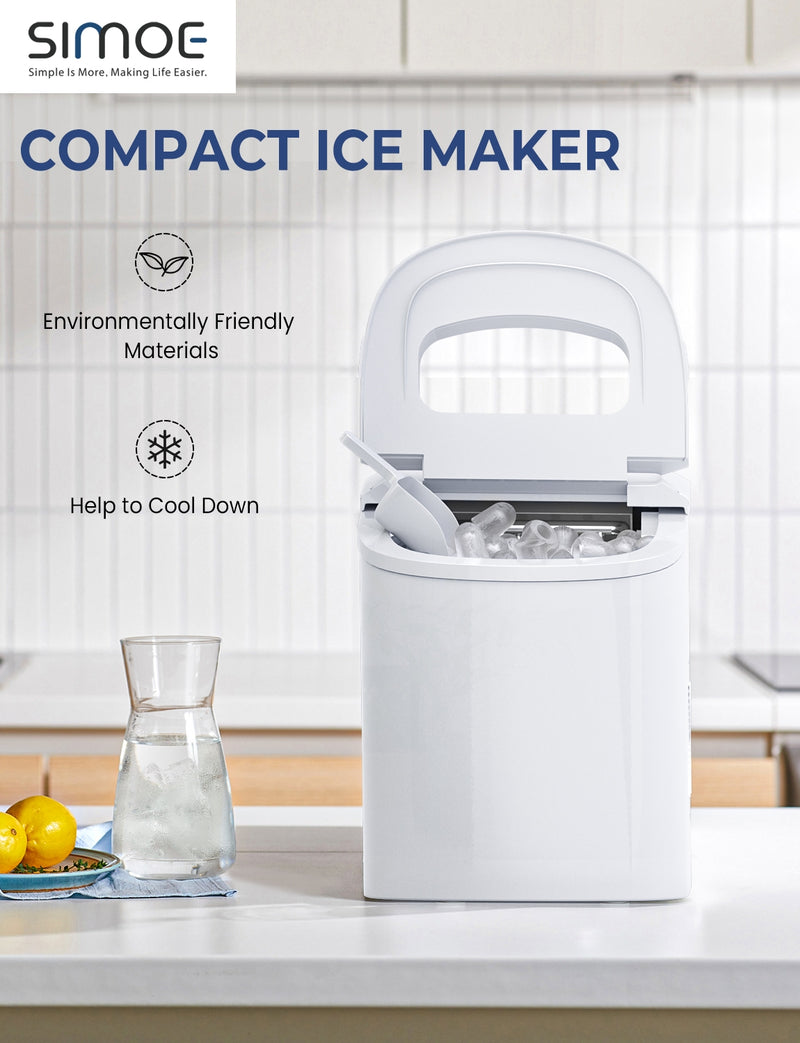 Mini Portable Compact Electric Ice Maker Machine-White