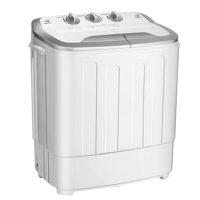 Portable 8 lbs Mini Twin Tub Spinner Semi-Automatic Washing Machine-Gray