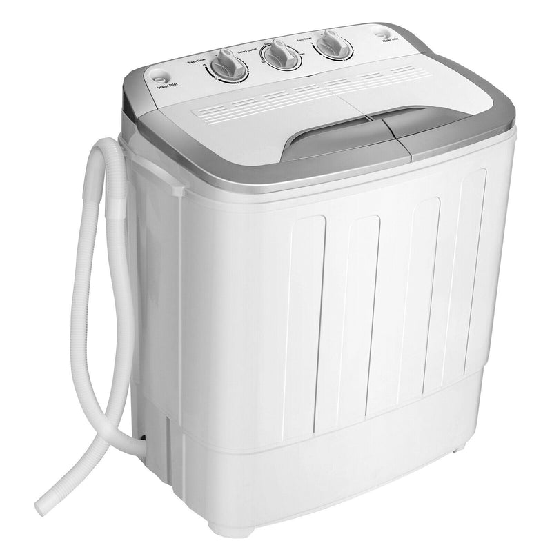 Portable 8 lbs Mini Twin Tub Spinner Semi-Automatic Washing Machine-Gray