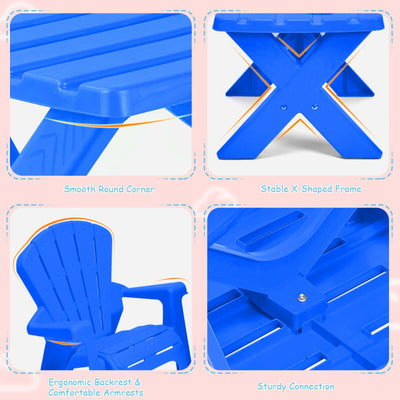 3-Piece Plastic Children Table Chair Set-Blue