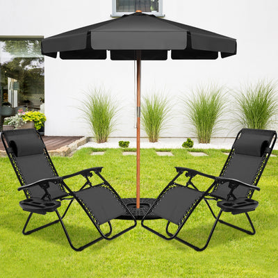 2 Pieces Folding Lounge Chair with Zero Gravity - Black