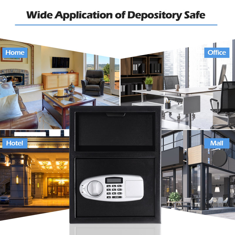 Digital Deposit Safe Box Depository with Front Drop for Jewelry and Cash