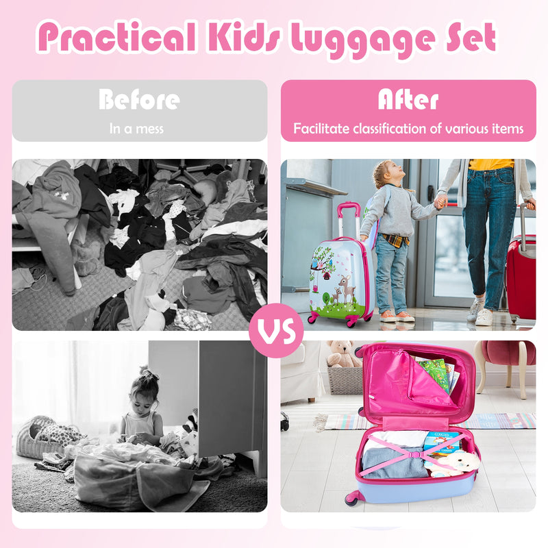 2 Pieces ABS Kids Suitcase Backpack Luggage Set