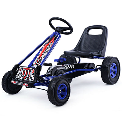 4 Wheels Kids Ride On Pedal Powered Bike Go Kart Racer Car Outdoor Play Toy-Blue