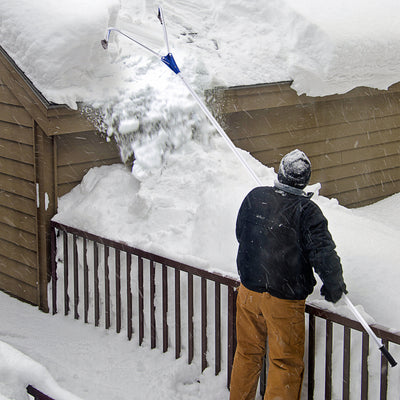 21 Feet Adjustable Aluminium Snow Roof Rake with Wheels and Oxford Slide