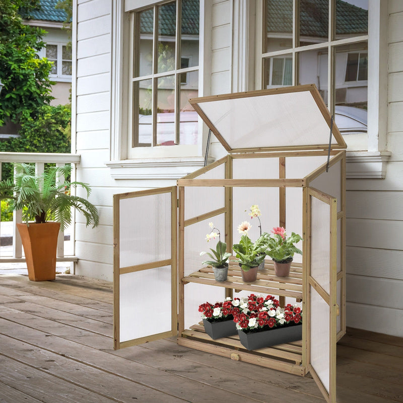 Garden Portable Wooden Raised Plants Greenhouse