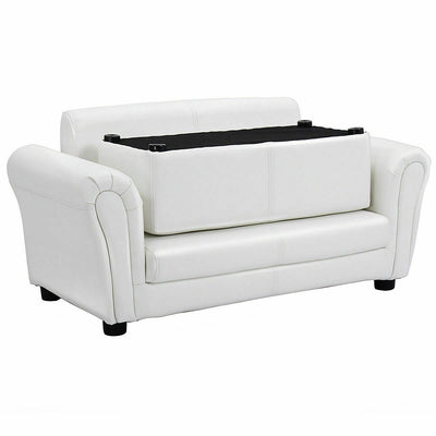 Soft Kids Double Sofa with Ottoman-White