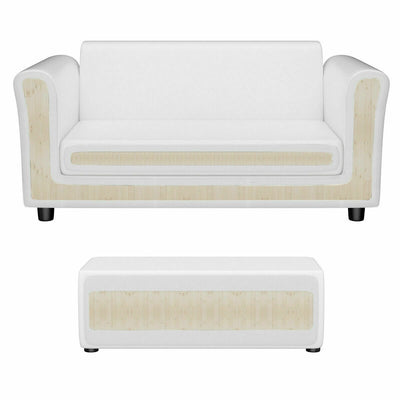 Soft Kids Double Sofa with Ottoman-White