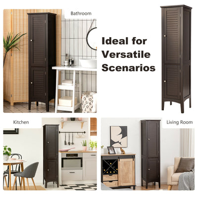 Freestanding Bathroom Storage Cabinet for Kitchen and Living Room-Brown