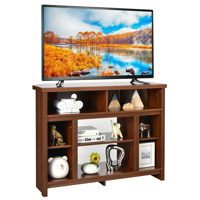 Modern Corner TV Stand with Adjustable Shelves for TVs up to 48 Inch-Coffee