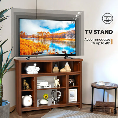 Modern Corner TV Stand with Adjustable Shelves for TVs up to 48 Inch-Coffee