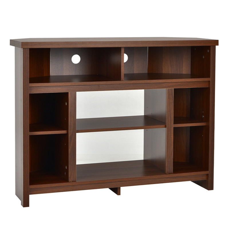 Modern Corner TV Stand with Adjustable Shelves for TVs up to 48 Inch-Coffee