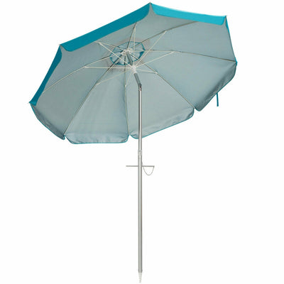 6.5 Feet Beach Umbrella with Sun Shade and Carry Bag without Weight Base-Blue