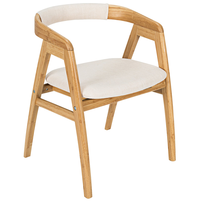 Leisure Bamboo Dining Chair with Curved Back and Anti-slip Foot Pads-Natural