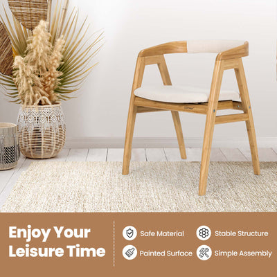 Leisure Bamboo Dining Chair with Curved Back and Anti-slip Foot Pads-Natural