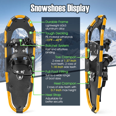 4-in-1 Lightweight Terrain Snowshoes with Flexible Pivot System-21 inches