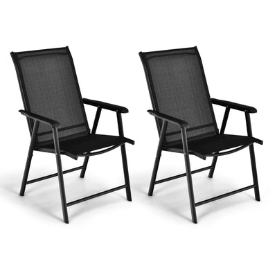 Set of 2 Outdoor Patio Folding Chair with Ergonomic Armrests-Black