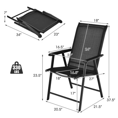 Set of 2 Outdoor Patio Folding Chair with Ergonomic Armrests-Black